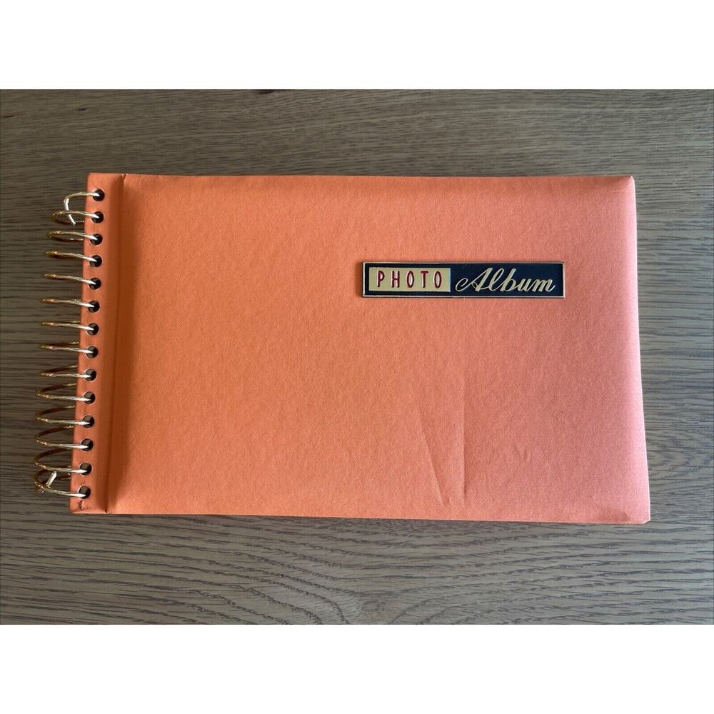 Vintage Buffalo Photo Album Orange Cover with Front Plaque MCM Retro Unused
